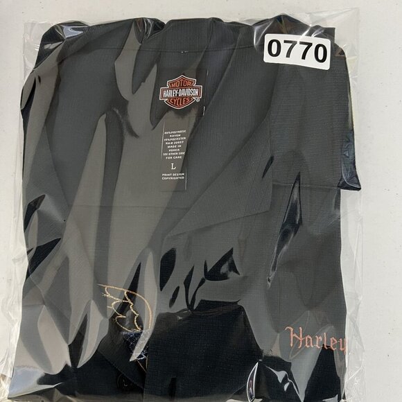 Harley-Davidson Mens L Button-Up Charcoal Shirt Embroidered Eagle & Snake Biker - Picture 15 of 15